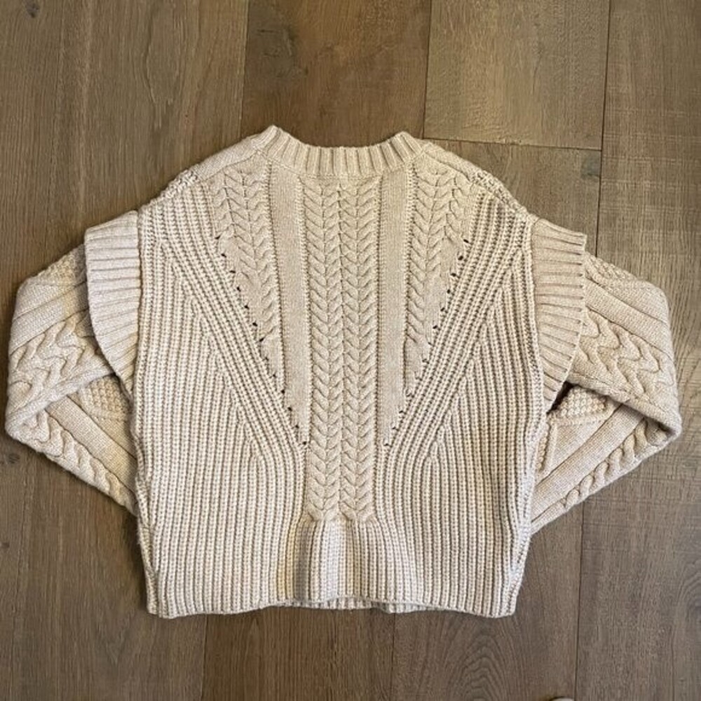 Chic Jamison myles Cable Women's Oatmeal Pullover Sweater (Size S) - Picture 8 of 11